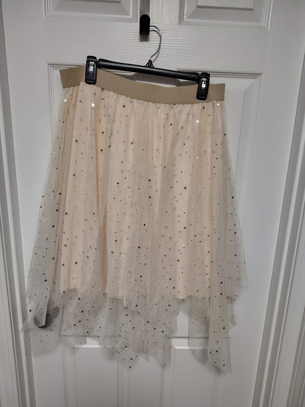 Women's Beige Star-Print Tulle Skirt